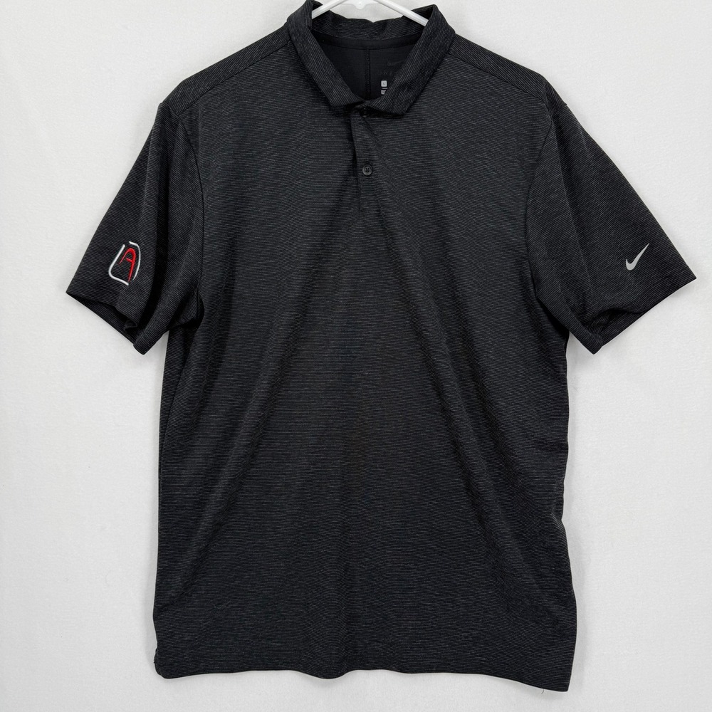 Nike Dry Fit Mens Polo Shirt Black Gray Micro Stripe AA1851-010 Size L